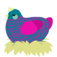 A sea and fuchsia chicken with a lace pattern