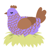 A lilac and brown chicken with a lace pattern
