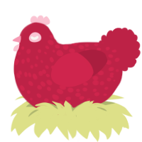 (unnamed), a crimson chicken with a speckle pattern