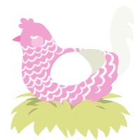 Carnation, a pink and white chicken with a lace pattern