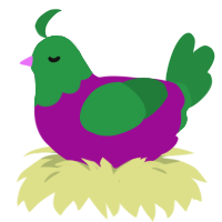 Superhero Popsicle, a plum and viridian chicken with a head pattern