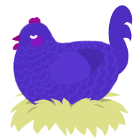 Kain, a indigo chicken with a lace pattern