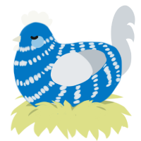 Karisa, a sapphire and mist chicken with a bar pattern