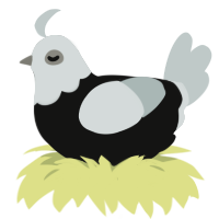 Schädel, a black and silver chicken with a head pattern