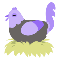 Lavender, a grey and lilac chicken with a head pattern