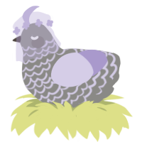 Cosette, a ash and lilac chicken with a lace pattern