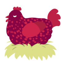 (unnamed), a maroon and crimson chicken with a speckle pattern