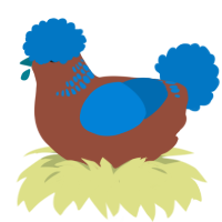 A russet and sapphire chicken with a neck-band pattern