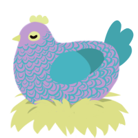 dippin dots, a lilac and cerulean chicken with a double-lace pattern