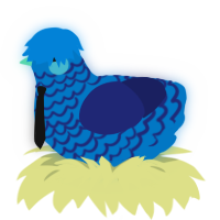 Hydrophobia, a sapphire and navy chicken with a lace pattern
