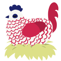 (unnamed), a white and crimson chicken with a lace pattern