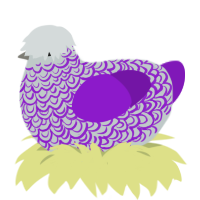 A silver and violet chicken with a double-lace pattern