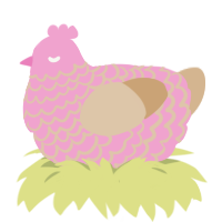 crinoline, a pink and beige chicken with a lace pattern