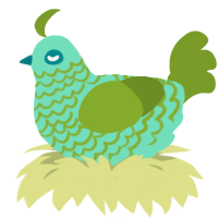 Wormulus, a mint and chartreuse chicken with a lace pattern