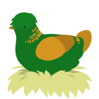 A leaf and ochre chicken with a neck-band pattern
