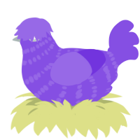 A blurple chicken with a bar pattern