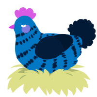 A sapphire and tumblr chicken with a bar pattern