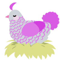 425 eggs, a mist and orchid chicken with a lace pattern