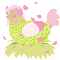 A lime and rose chicken with a lace pattern