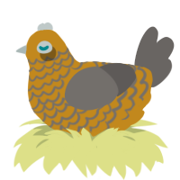 Brute, a ochre and grey chicken with a lace pattern