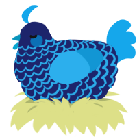Dysphotic, a navy and sky chicken with a lace pattern