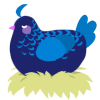 A navy and sapphire chicken with a half-lace pattern