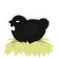 Void, a black and sable chicken with a double-lace pattern