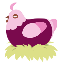 Raspberry, a wine and pink chicken with a head pattern