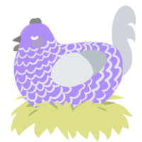 A lilac and mist chicken with a lace pattern