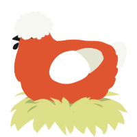 Kitty, a vermilion and white chicken