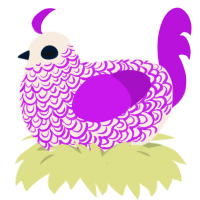 (unnamed), a cream and amethyst chicken with a double-lace pattern
