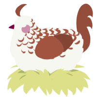 A white and russet chicken with a half-lace pattern