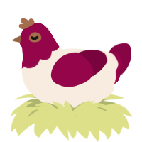 Raspberry Cream, a cream and maroon chicken with a head pattern