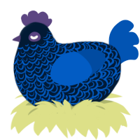 A tumblr and ultramarine chicken with a double-lace pattern