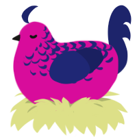 (unnamed), a fuchsia and navy chicken with a half-lace pattern
