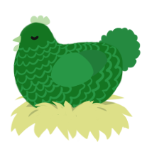 Aicha, a leaf and viridian chicken with a lace pattern