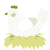 Heartful, a white chicken with a lace pattern