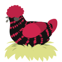 (unnamed), a black and crimson chicken with a bar pattern