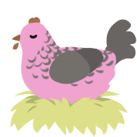 Skitter, a pink and grey chicken with a half-lace pattern