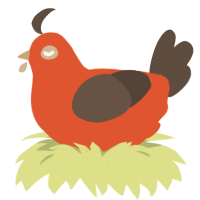 AKEE, a vermilion and bark chicken