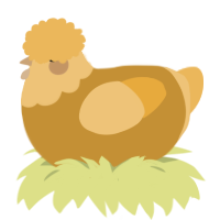 A gold and honey chicken with a head pattern
