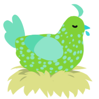 Planet X, a grass and mint chicken with a speckle pattern