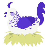 Indigo Lace, a white and indigo chicken with a half-lace pattern