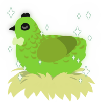 MisspelledChicken, a grass and chartreuse chicken with a half-lace pattern