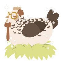 creme, a cream and bark chicken with a half-lace pattern