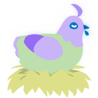 A gluppy and lilac chicken with a head pattern