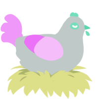 A silver and lavender chicken