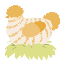 A cream and honey chicken with a bar pattern