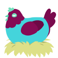 Cranberry Burst, a aqua and wine chicken with a head pattern