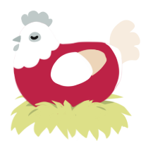 A crimson and cream chicken with a head pattern